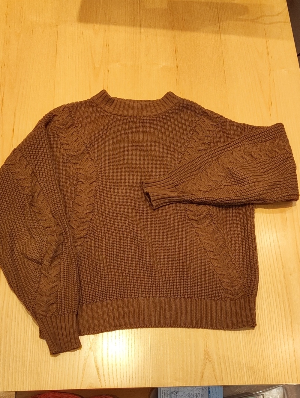 Women's Cable Crewneck Sweater - Brown